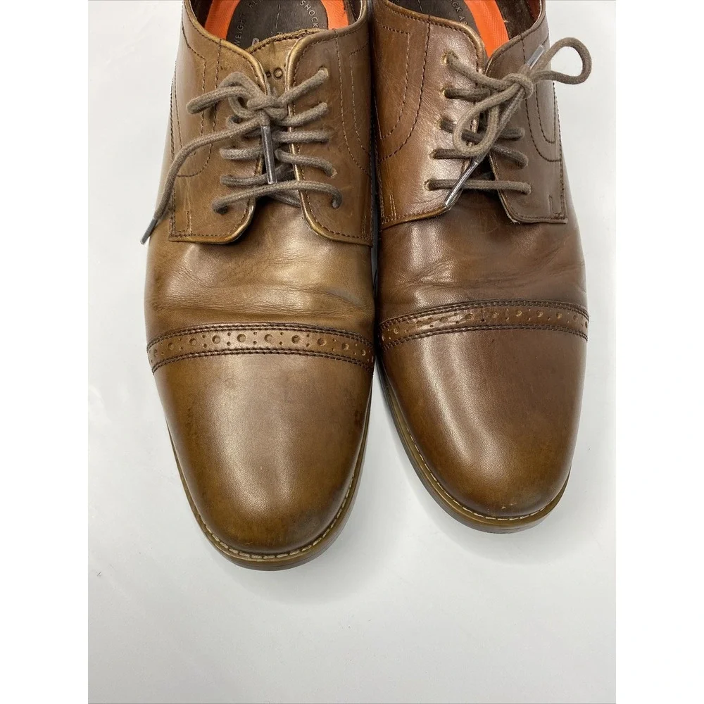 Rockport Mens 11 Brown Leather Walkability Shock‎ Absorbing Lace Up Oxford Shoes